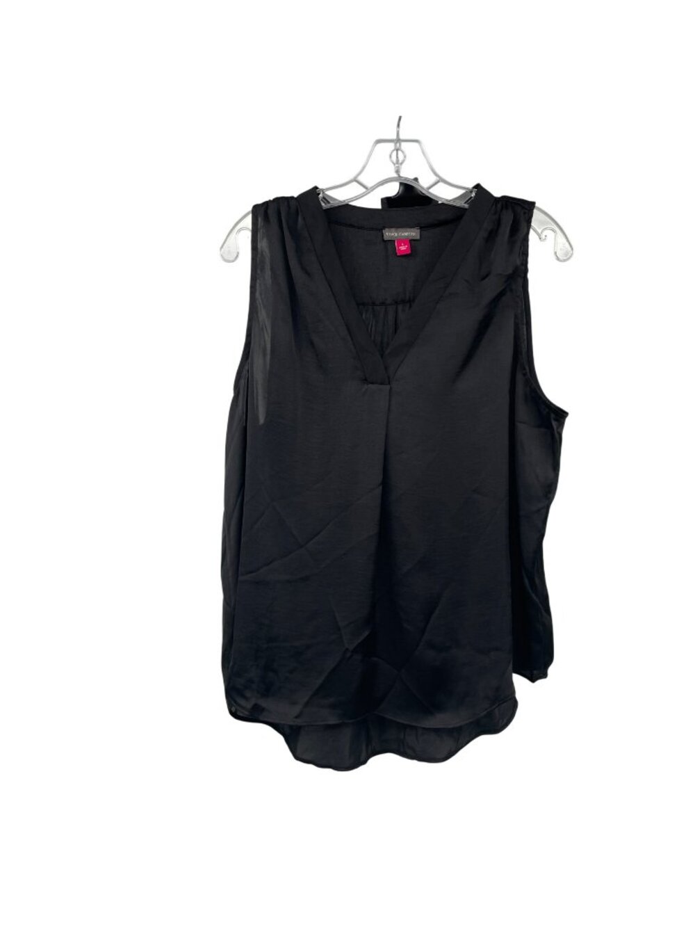 VInce Camuto Womens Sleeveless Top V-Neck Black Semi Sheer Size Small